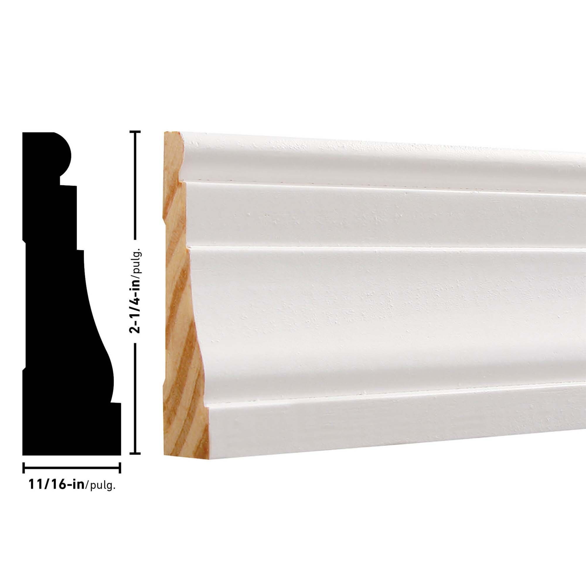 11/16-in x 2-1/4-in x 7-ft Primed Wood Casing (5-Pack) in the Window ...