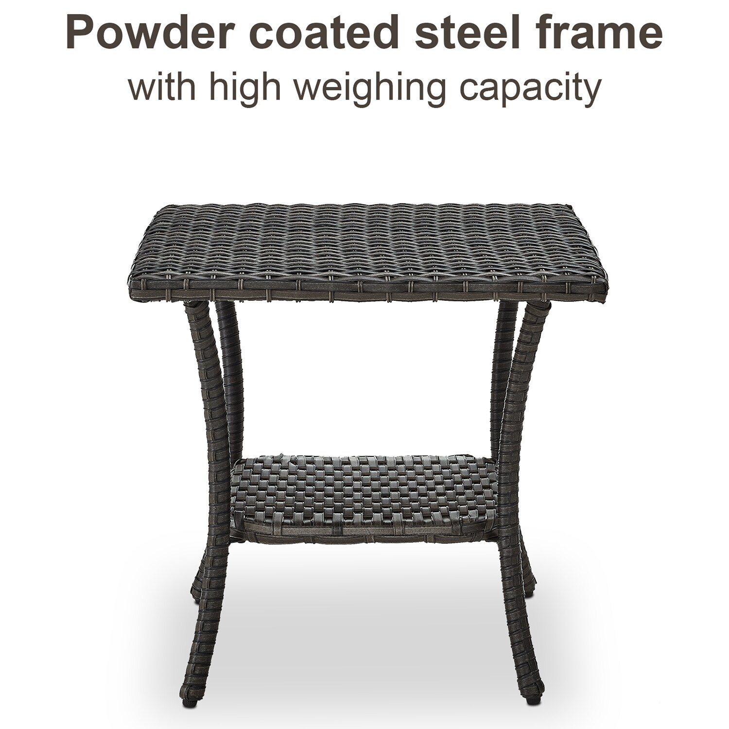 Rilyson Menards Square Wicker Outdoor End Table 23.6in W x 23.6in L