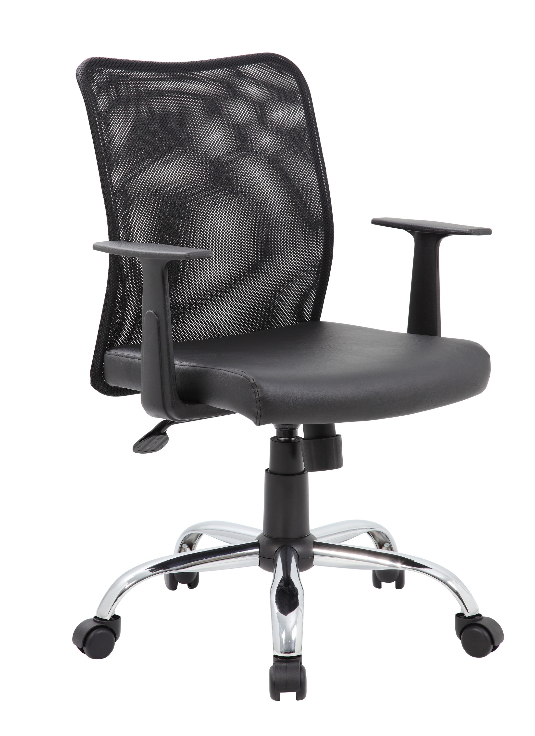 Black Mesh and Vinyl Swivel Task Chair with Chrome Base