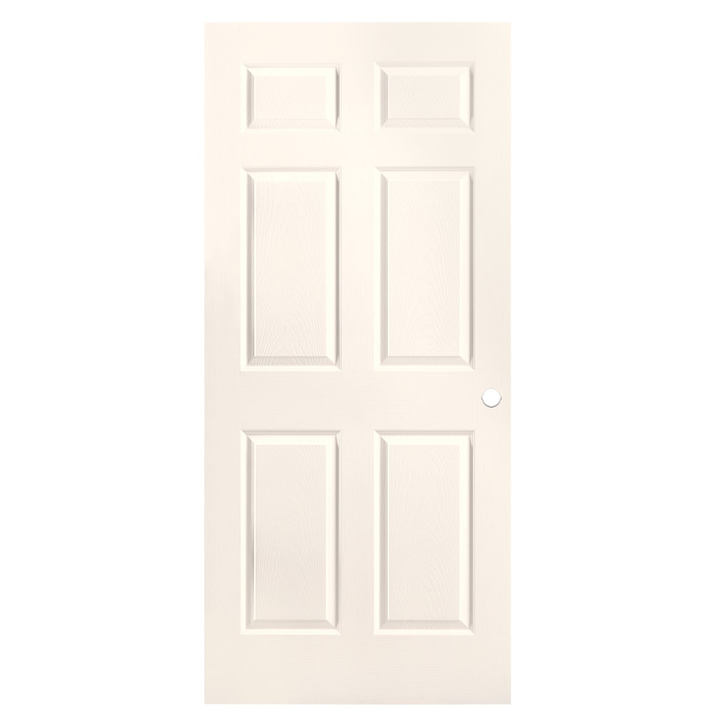 Masonite MPQ630144 Traditional 36-in x 80-in Ultra White 6-panel Textured Solid core Prefinished Molded composite Slab Door with Lockset Bore