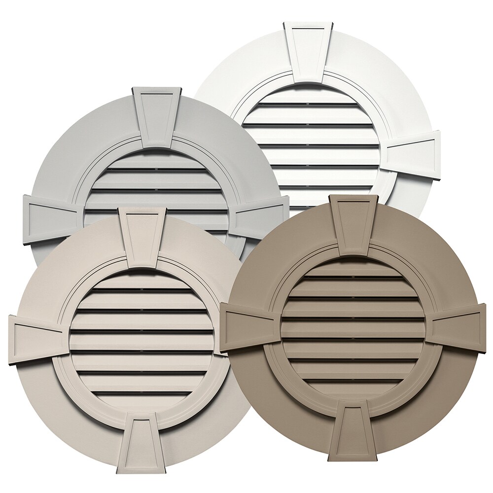 Builders Edge 21-in X 27-in Parchment Oval Vinyl Gable Louver Vent At