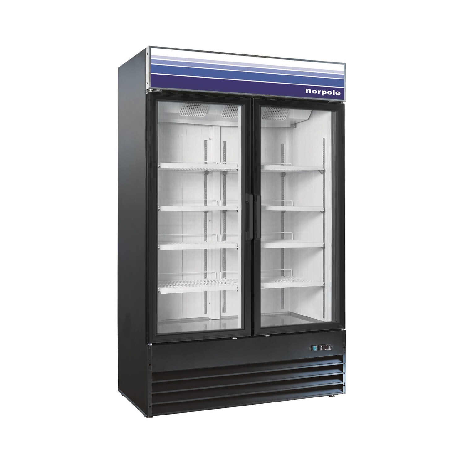 Norpole NPGR2-SB 29-Cu. Feet Commercial Refrigerators 2 Glass -Door Freezerless ( Black )