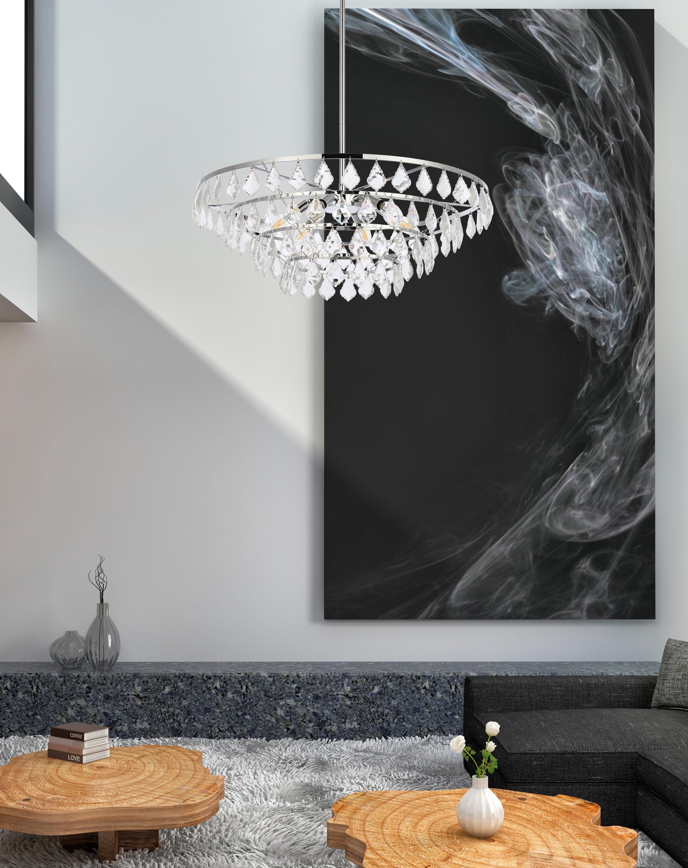 Ella 24'' Chrome Crystal Pendant Light