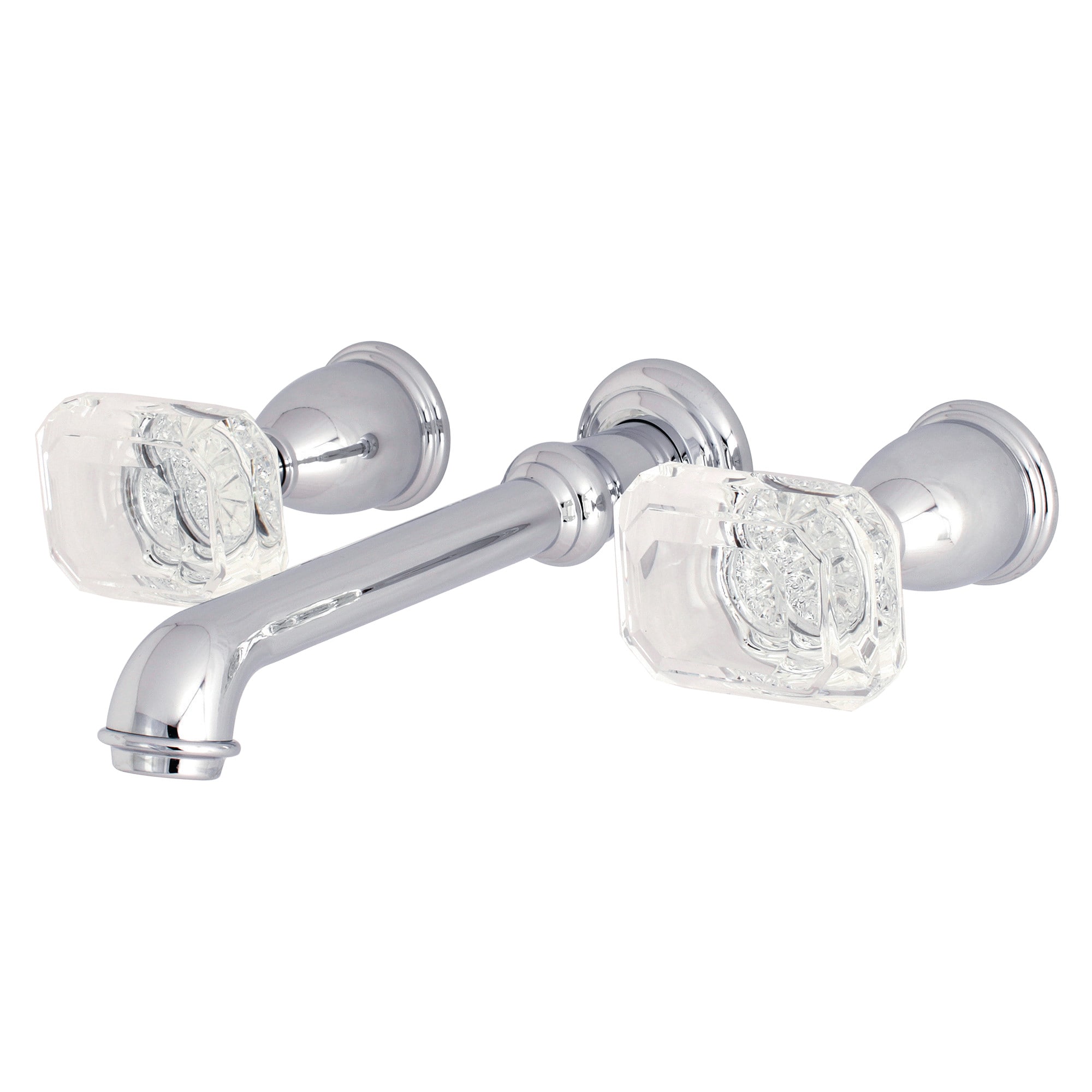 Kingston Brass WLKS7021WQL Krystal Onyx Polished chrome 2-handle Wall-mount Low-arc Bathtub Faucet ( Valve Included )