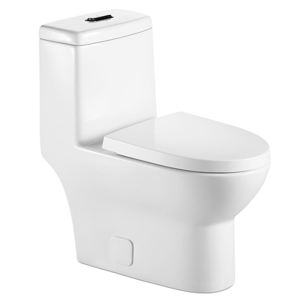 WELLFOR Toilet White Dual Flush Round Standard Height 2-piece ...
