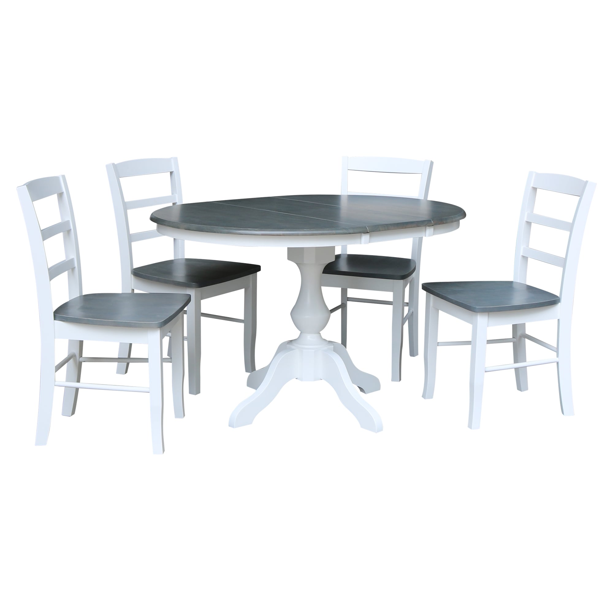 International Concepts K05-36RXT-11B-C2-4 White/heather gray Traditional Dining Room Set with Round Table ( Seats 4 )