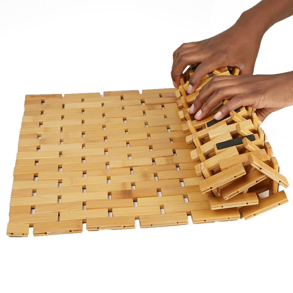 Mind Reader Flexible Mildew Resistant Bamboo Bath Mat Environmentally  Friendly : Target