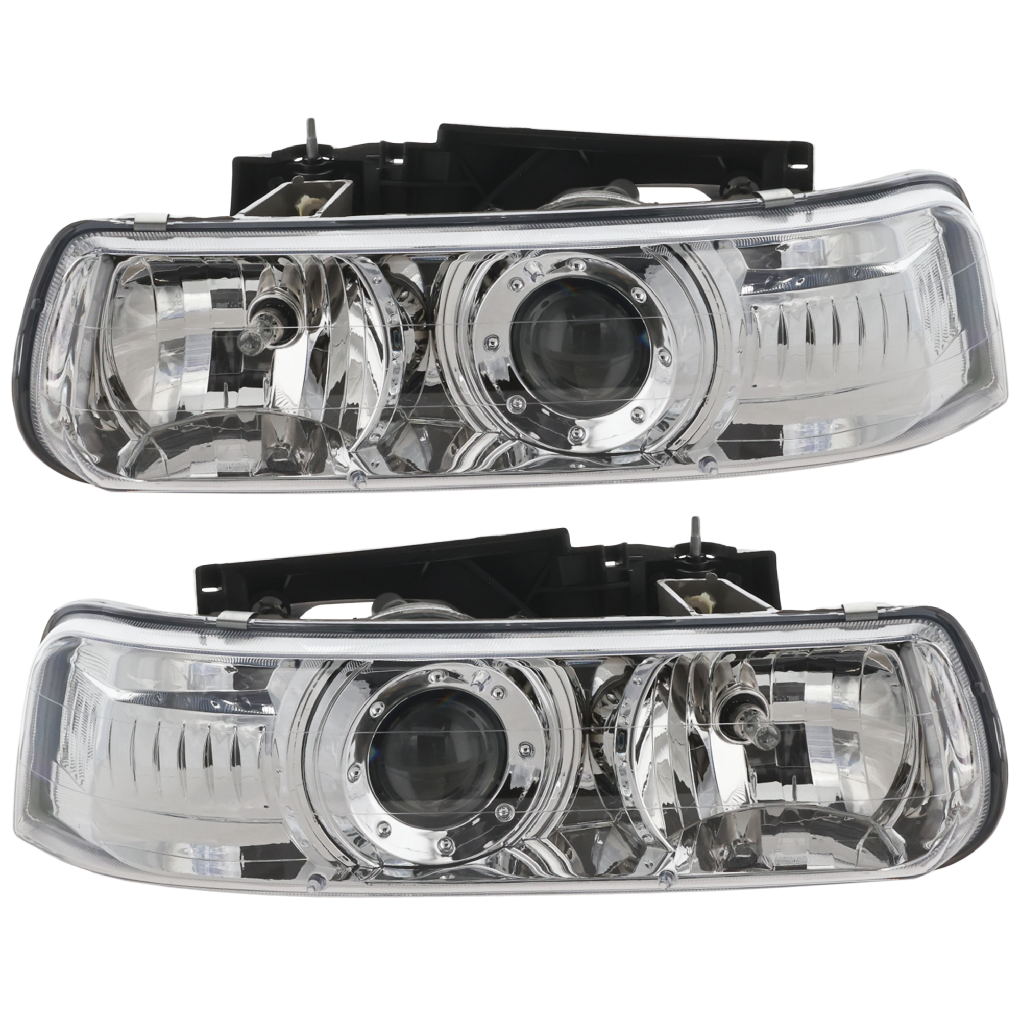 Garage-Pro JCW335-1119PXASGP Driver and Passenger Side Headlight For Chevrolet Silverado 1500 1999-2002 Also Fits Silverado 2500 Halogen Clear Lens Chrome Housing with Bulb(s)