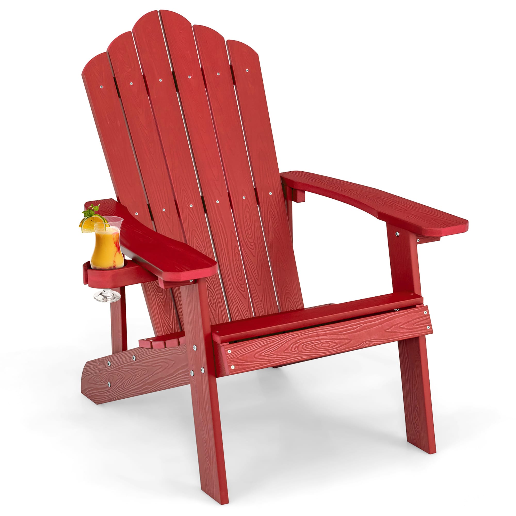 Costway NP10983RE Red Steel Frame Stationary Balcony Chair with Solid Seat