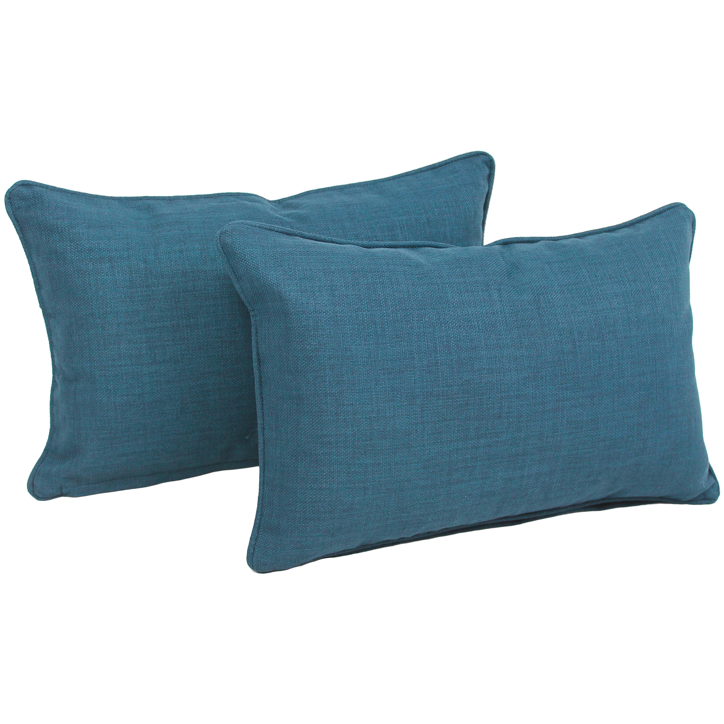 Blazing Needles 2 Pack Solid Sea Blue Rectangular Throw Pillow in