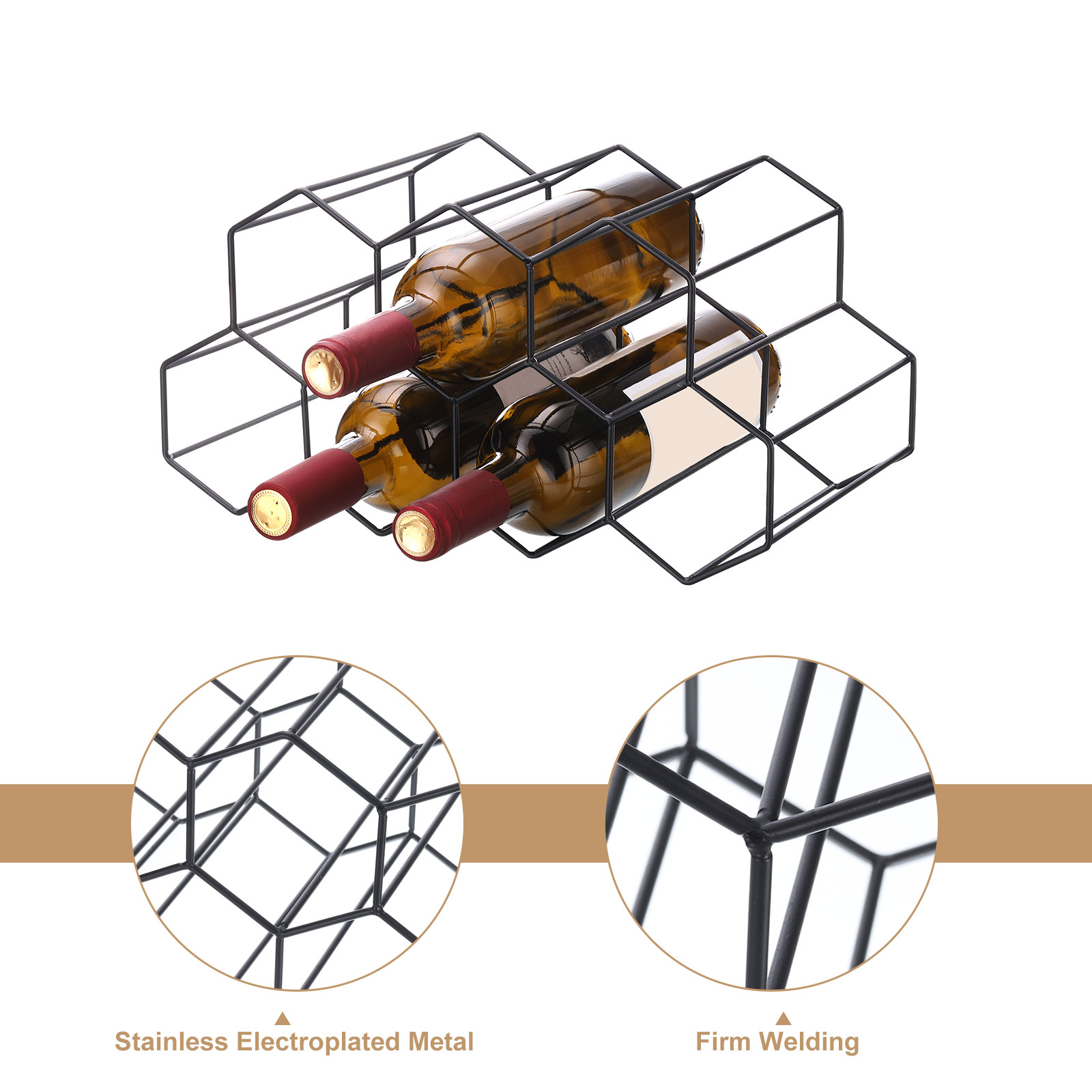 Unique Bargains Countertop Wine Rack Wine Bottle Storage 9 Bottle ...