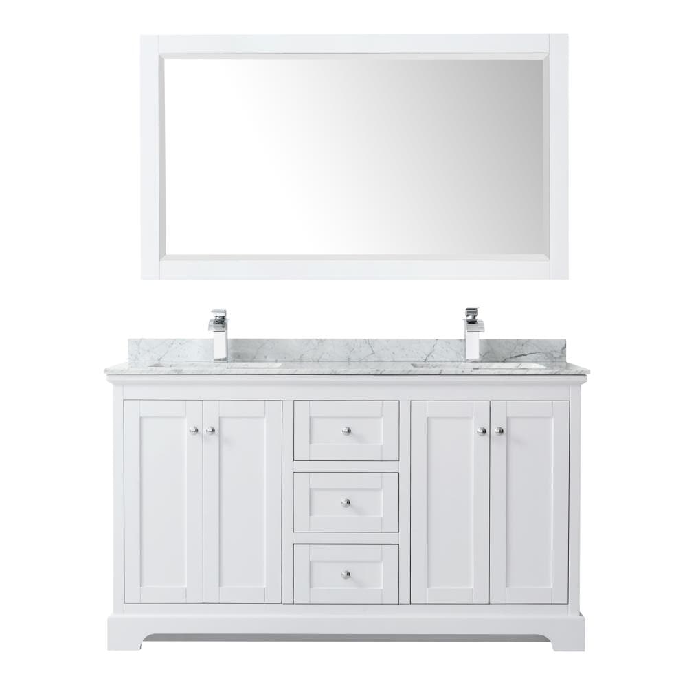 Wyndham Collection Avery 60-in White with Polished Chrome Trim ...