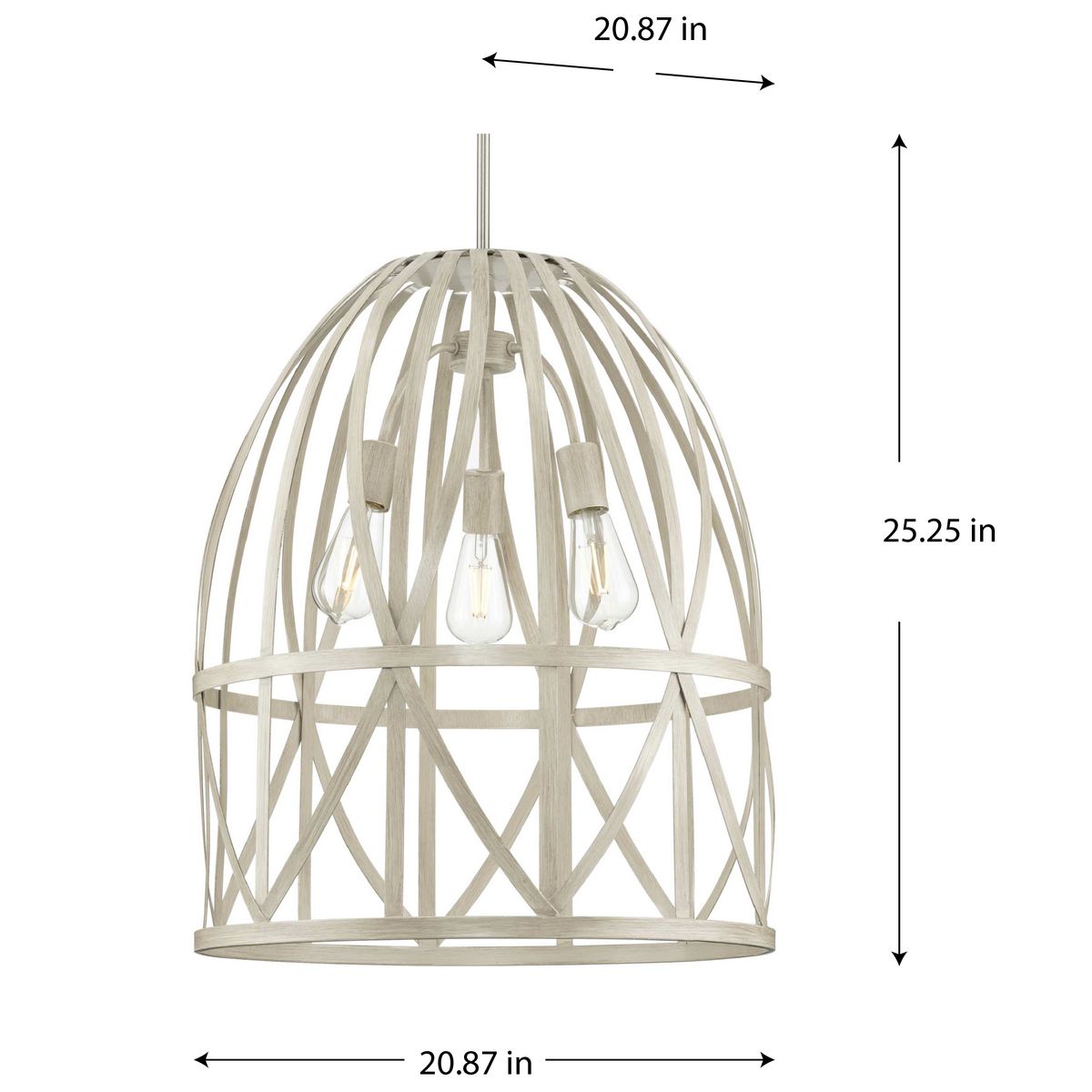Chastain 3-Light Bleached Oak Farmhouse Pendant