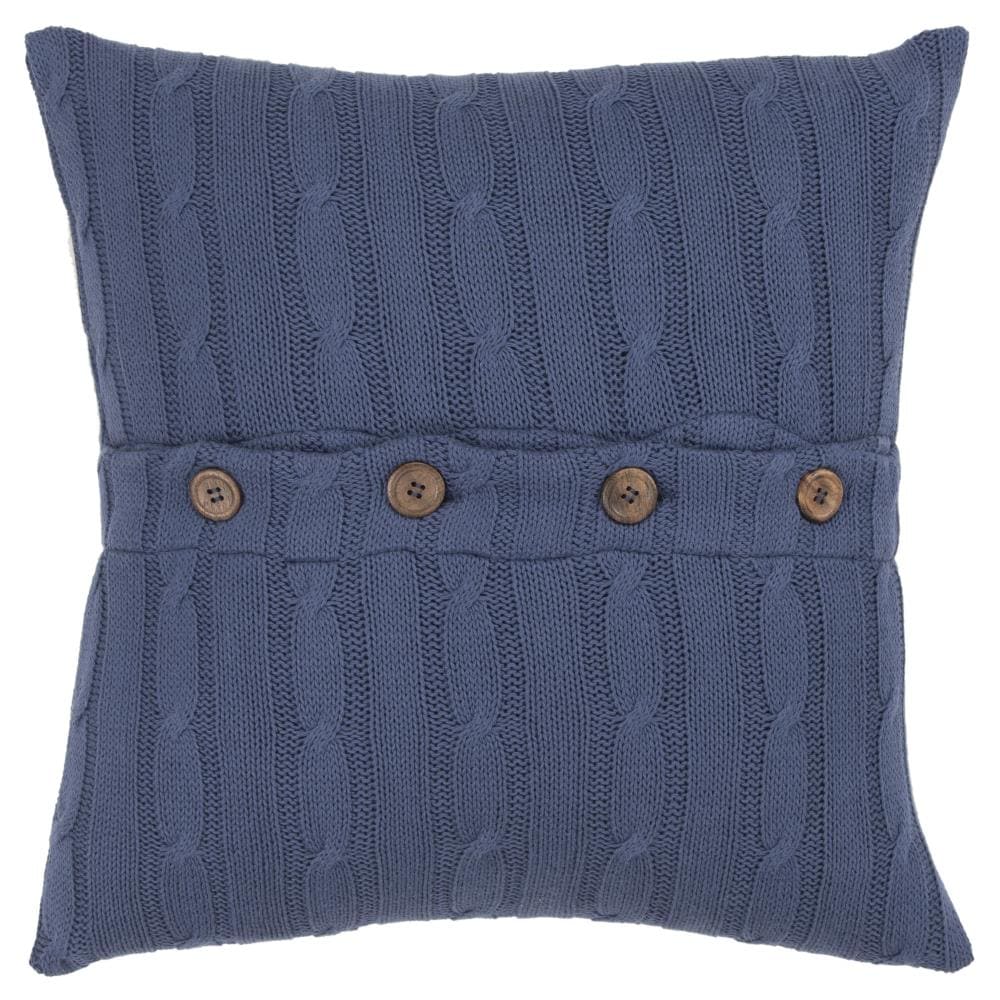 Rizzy Home T05009 Poly filled pillow 18-in x 18-in Blue Square Indoor Decorative Pillow