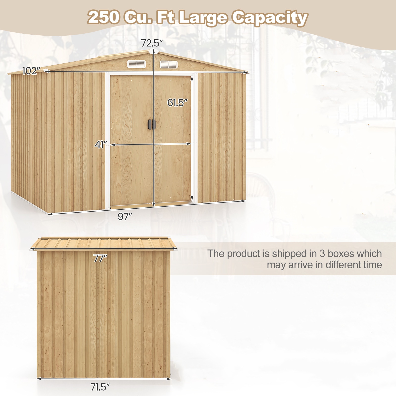 Brown Galvanized Steel Gable Roof Storage Shed