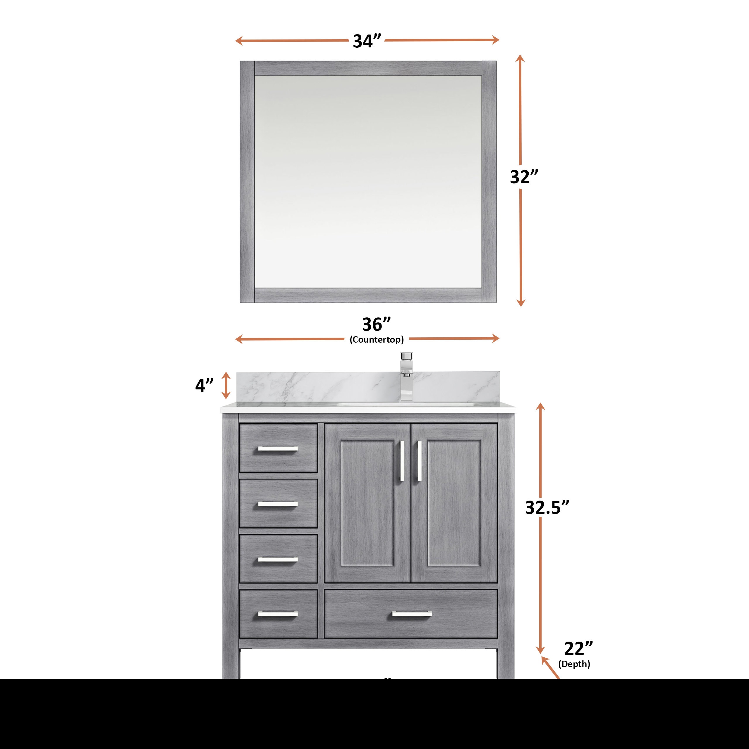 Lexora LJ342236SDDSM34R Bath-Vanity-Combo - View #6