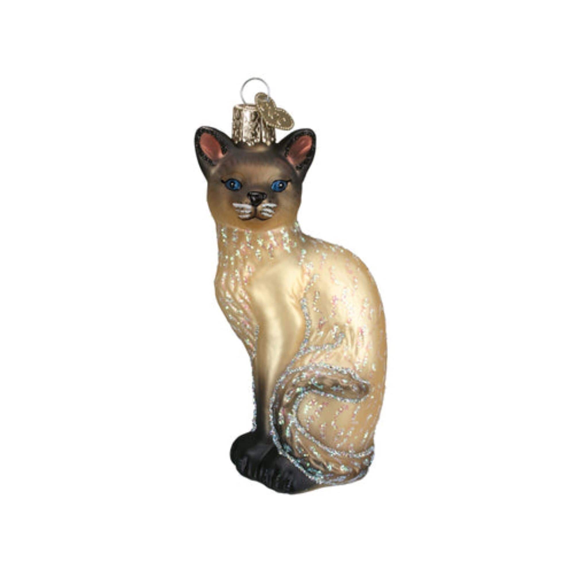 Old World Christmas 729343126177 Hanging Glass Tree Ornament - Siamese Cat
