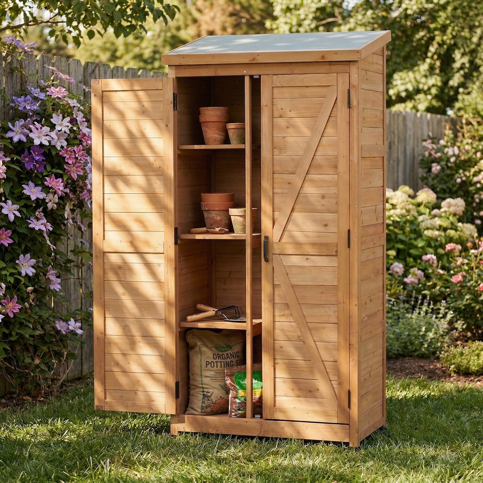 Poinic 1.71-ft x 2.79-ft Wood Outdoor Storage Shed (Floor Included)