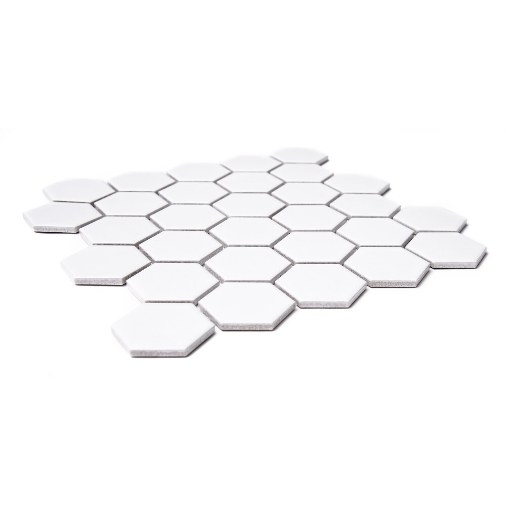 Honeycomb 12x12 White Porcelain Mosaic Tile Sheet