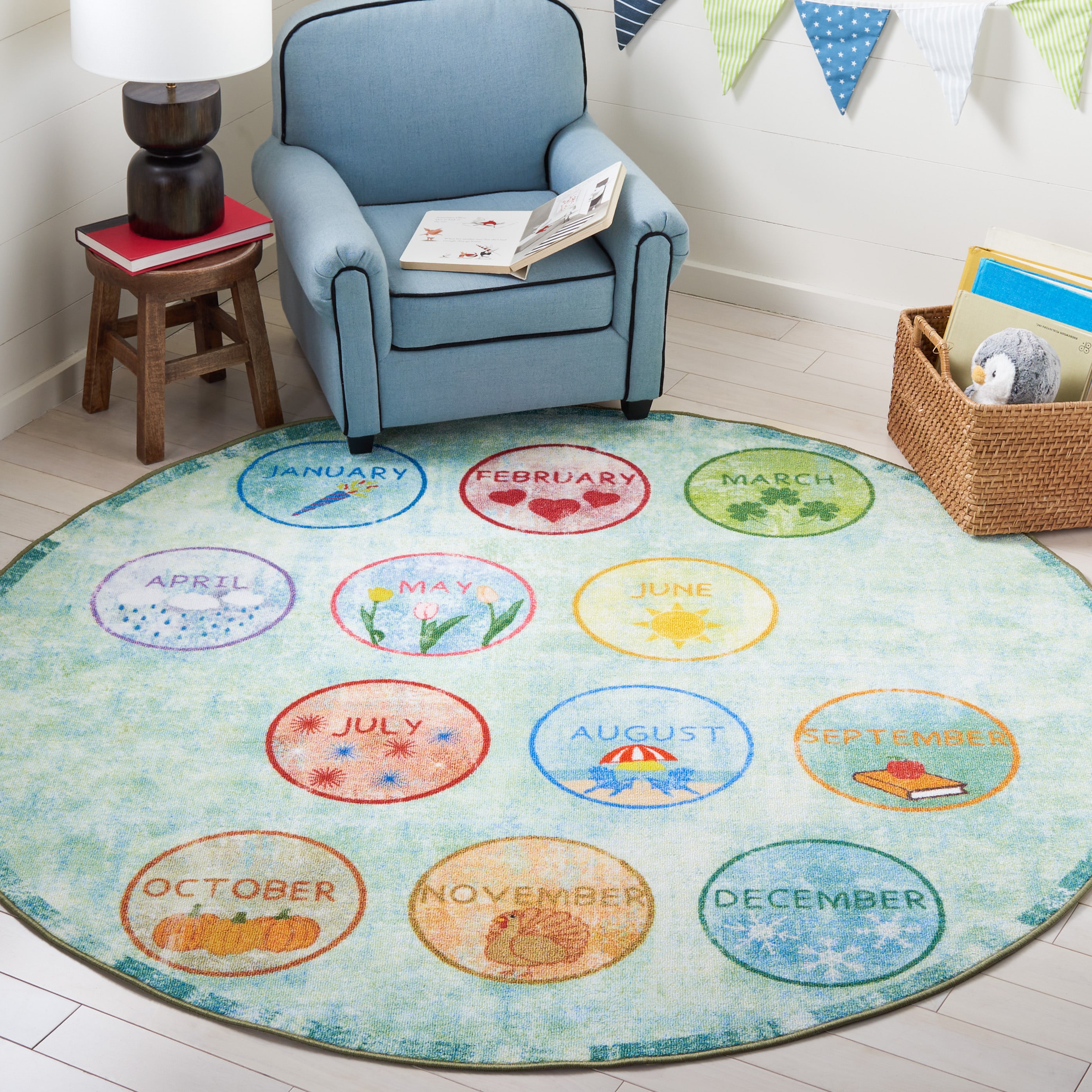 Safavieh Kids Playhouse 256Y Green/Blue 5 x 5 Area rug in the Rugs ...