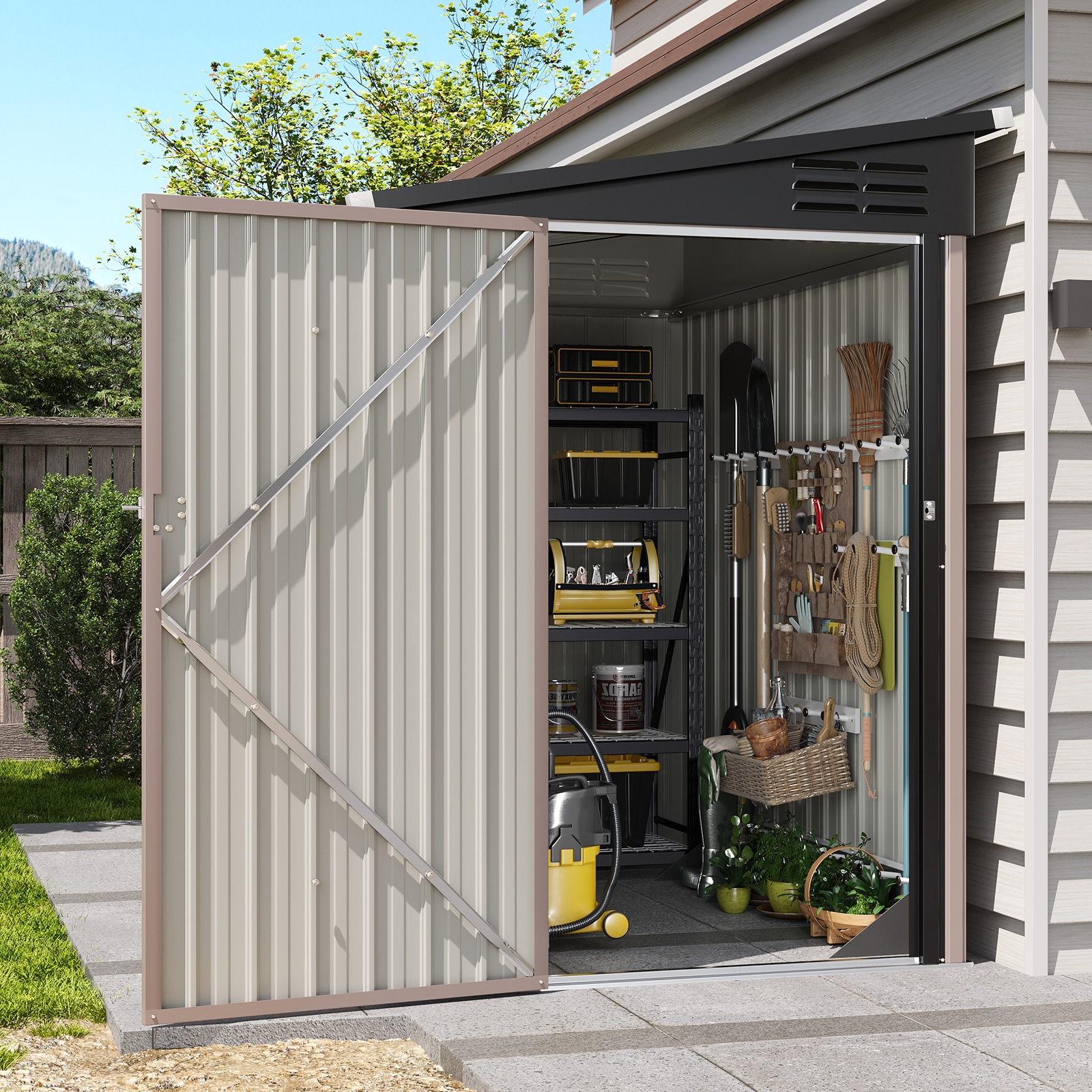 AOXUN - 6-ft x 4-ft Economy Series Galvanized steel Metal Storage Shed