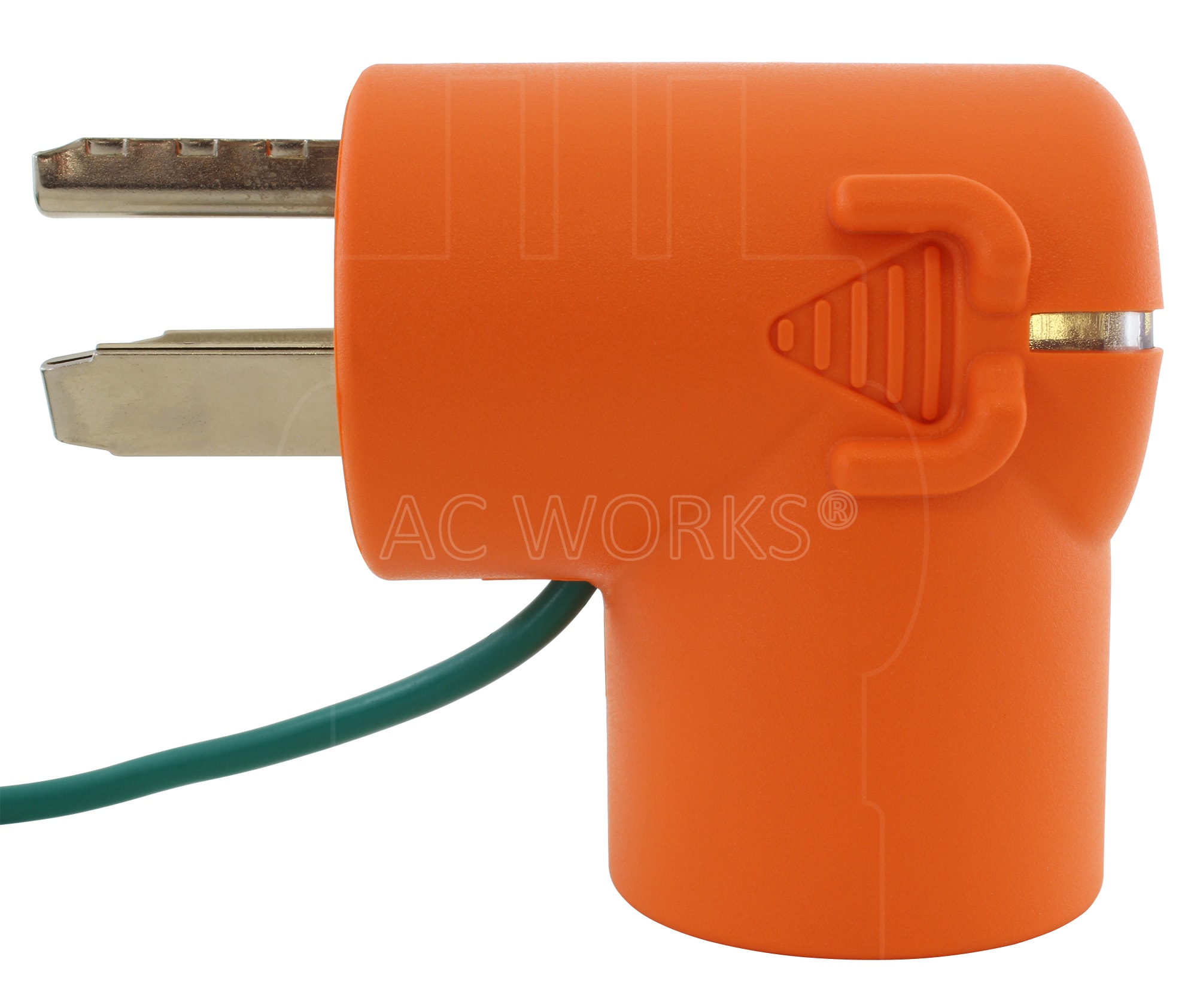 AC WORKS NEMA 10-30P to NEMA 14-30R 30-Amp 3-wire To 4-wire Grounding  Single To Single Orange Basic Elbow Adapter in the Adapters & Splitters  department at