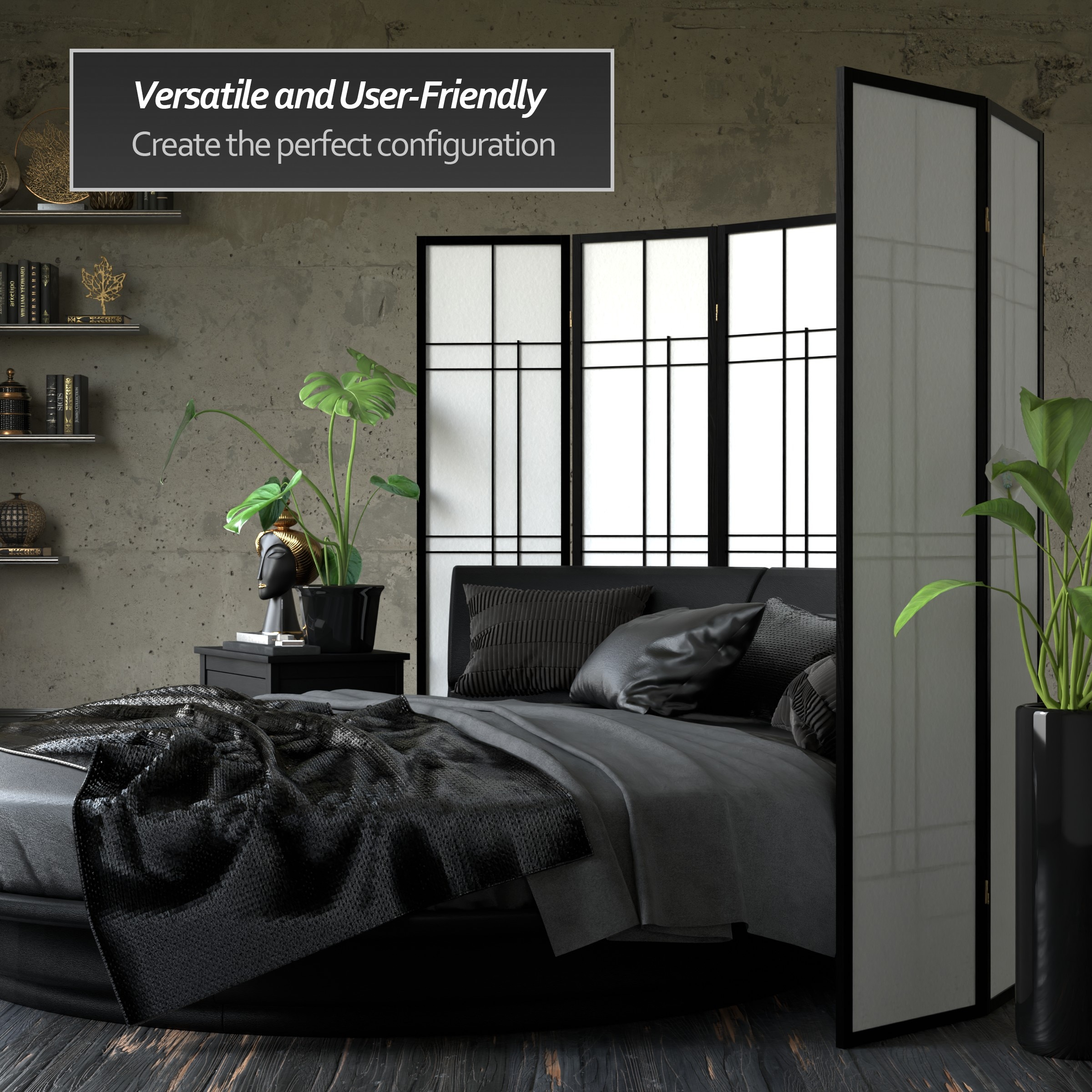 Oriental Furniture CEUD-6P-BLK Indoor-Privacy-Screens - View #6