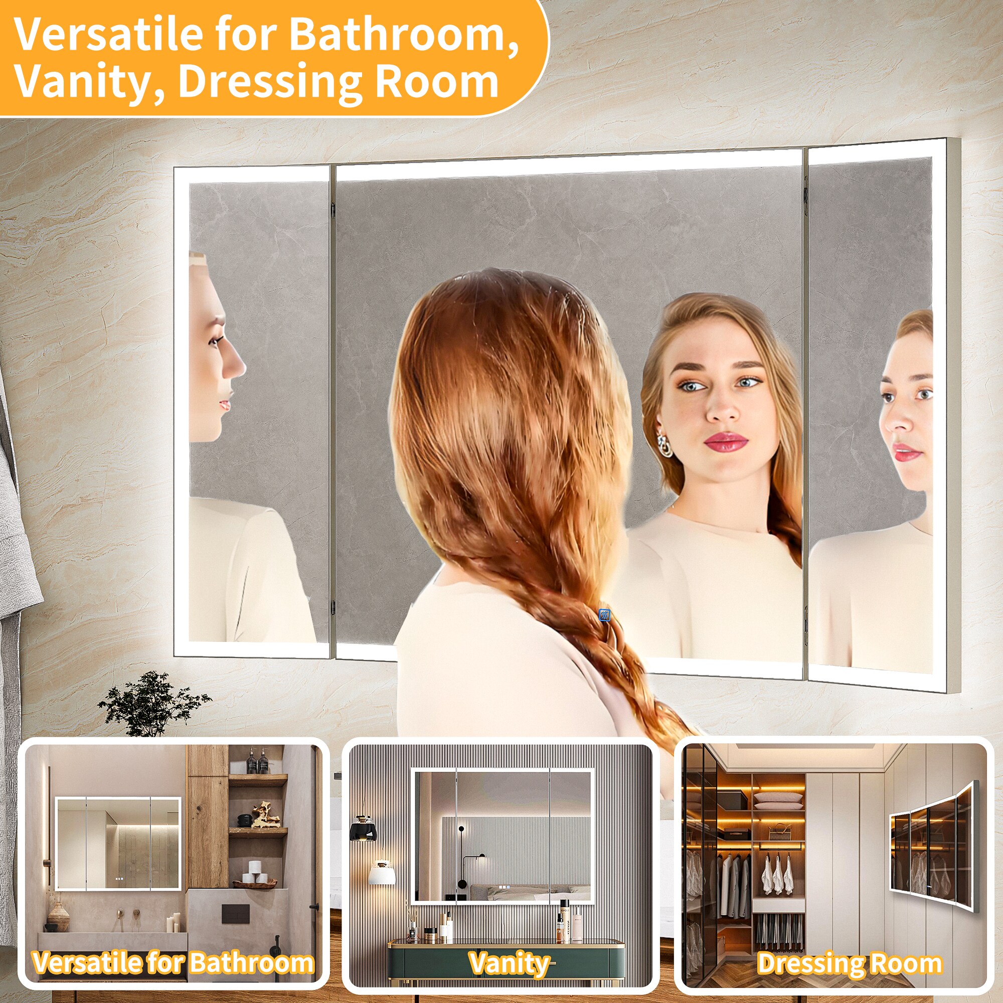 WELLFOR TO-EM-BV30WHBK Framed-Bath-Mirrors - View #10