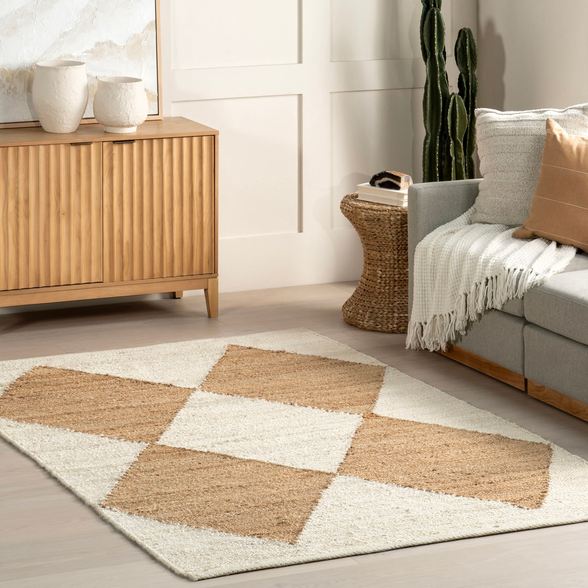 nuLOOM TATN03B-406 Pandora 4 x 6 (ft) Jute Ivory Rectangular Indoor Geometric Global Area rug