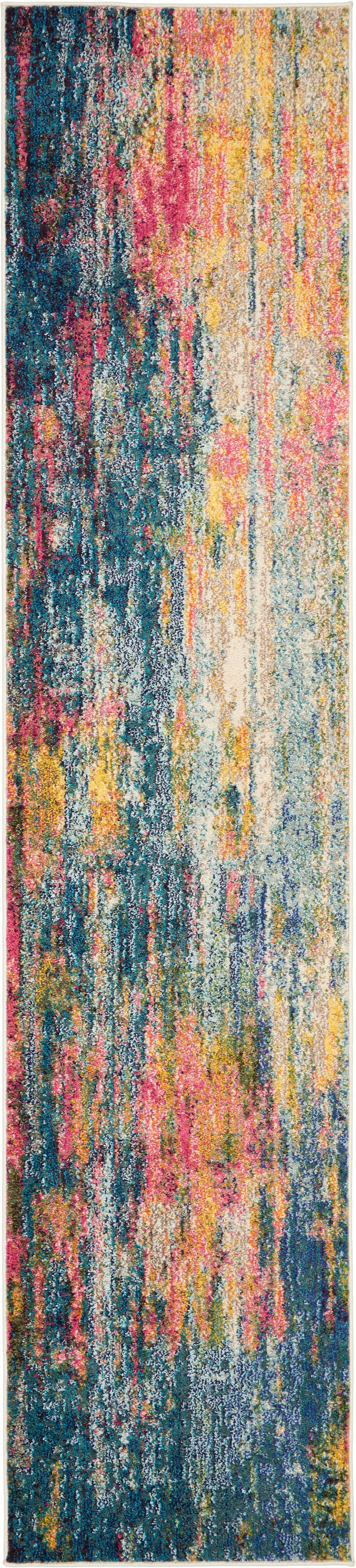 Celestial Swirl Abstract Blue and Yellow 26.5" Synthetic Rug
