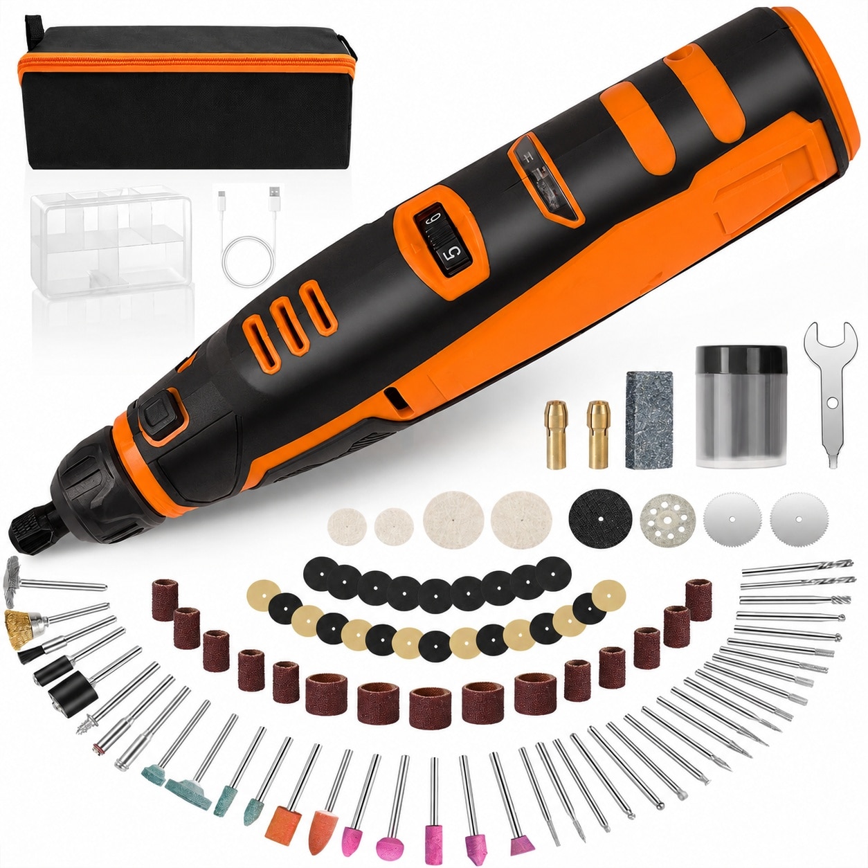 KHKFY  Cordless Rotary Tool Kit 6 Speeds 30000RPM Power Tool with 94 pcs Accessories for Engraving Sanding Polishing Cutting Carving DIY Crafts