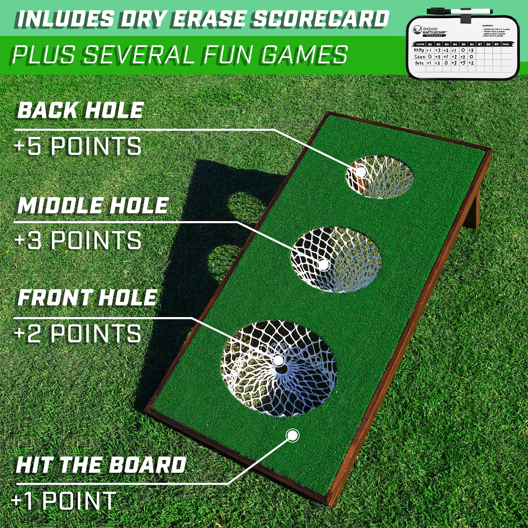 Golf Hitting Net Cornhole Game, Par 1 Set, Fun Golf Game for