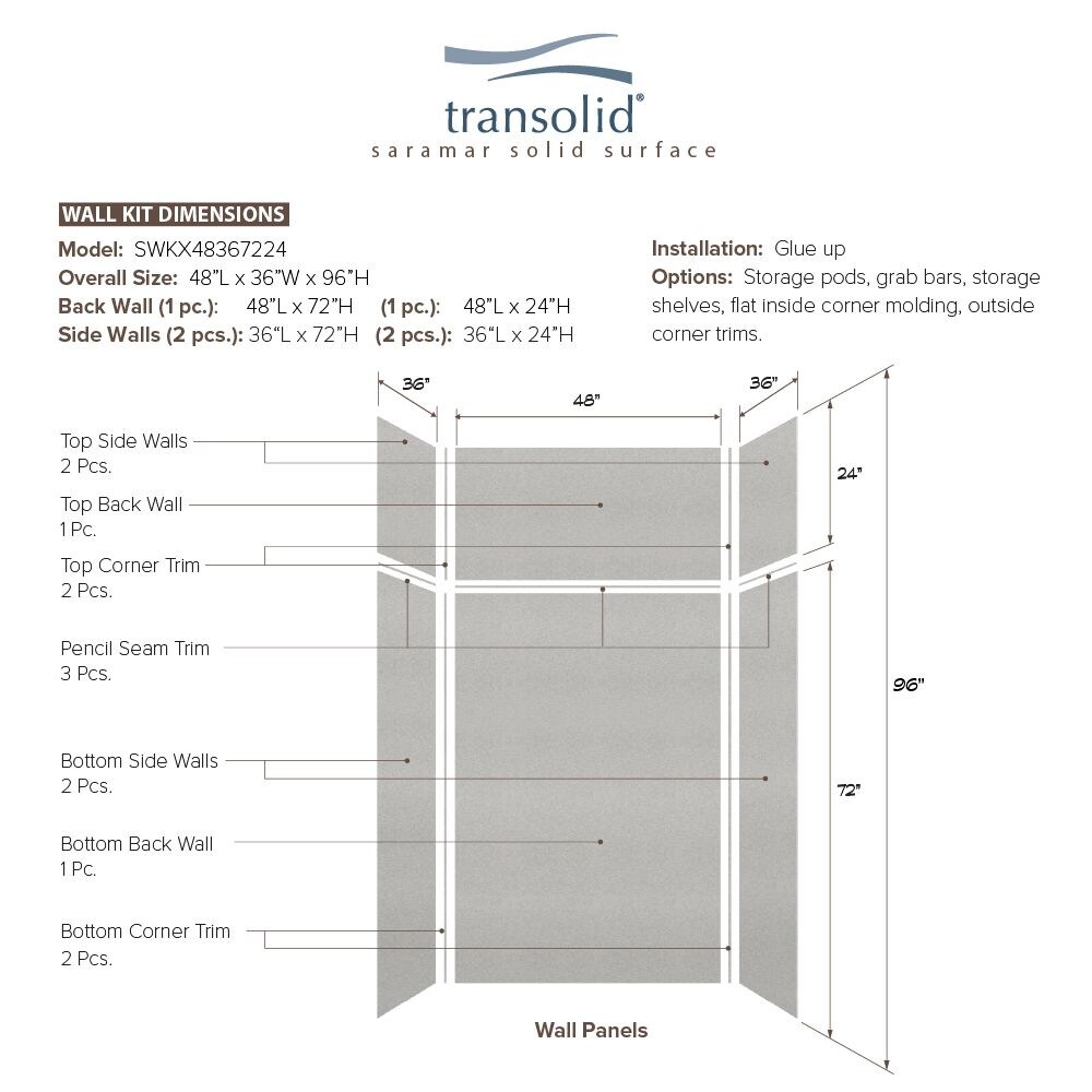 Transolid Saramar Velvet 36-in W X 36-in D X 96-in H Grey Beach Velvet 