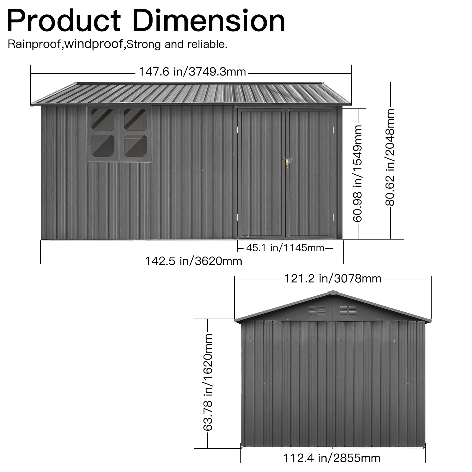 WELLFOR TWSG016-GR Metal-Storage-Buildings-Sheds - View #7