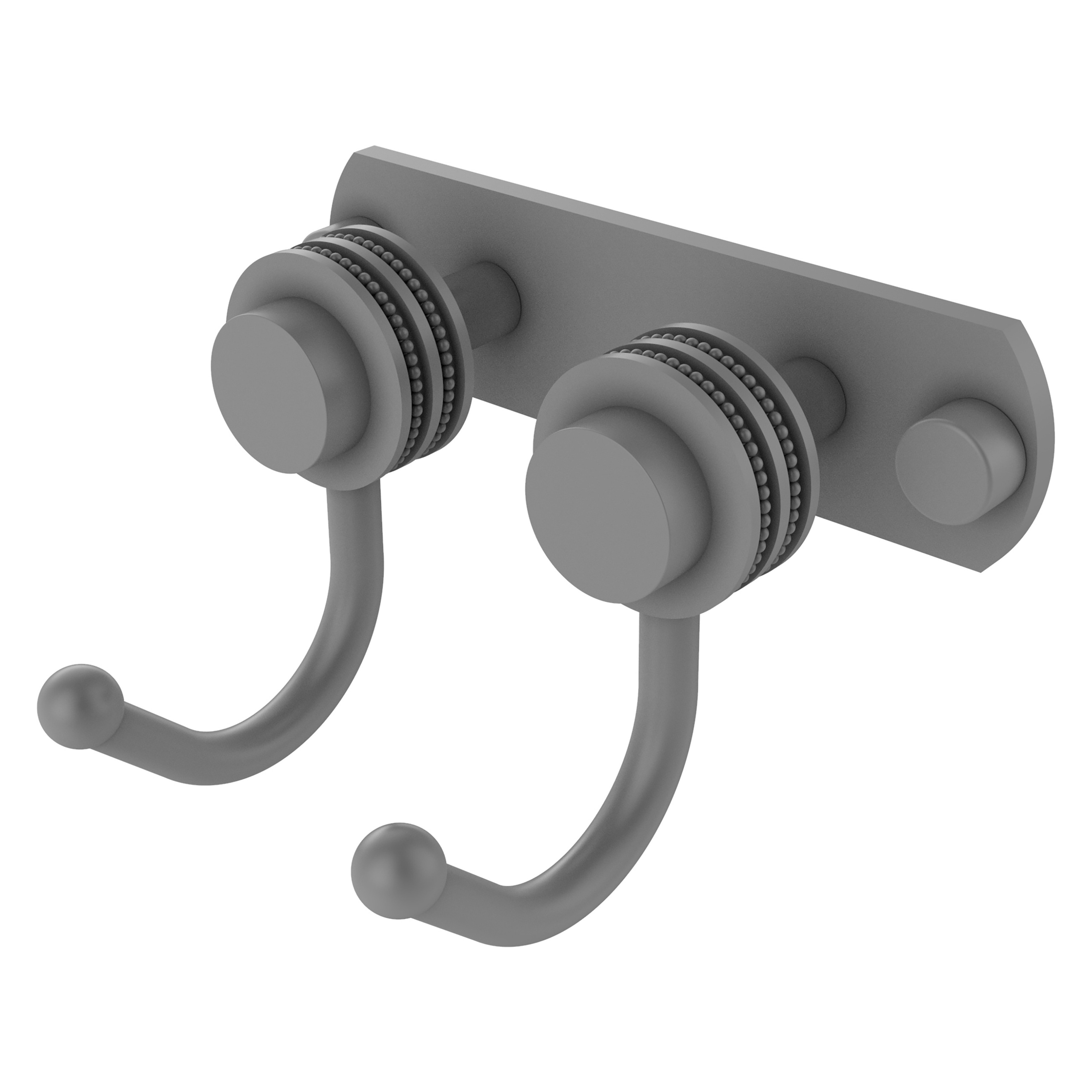 Allied Brass 920D-2-GYM Mercury Matte Gray Double -Hook Wall mount Towel Hook