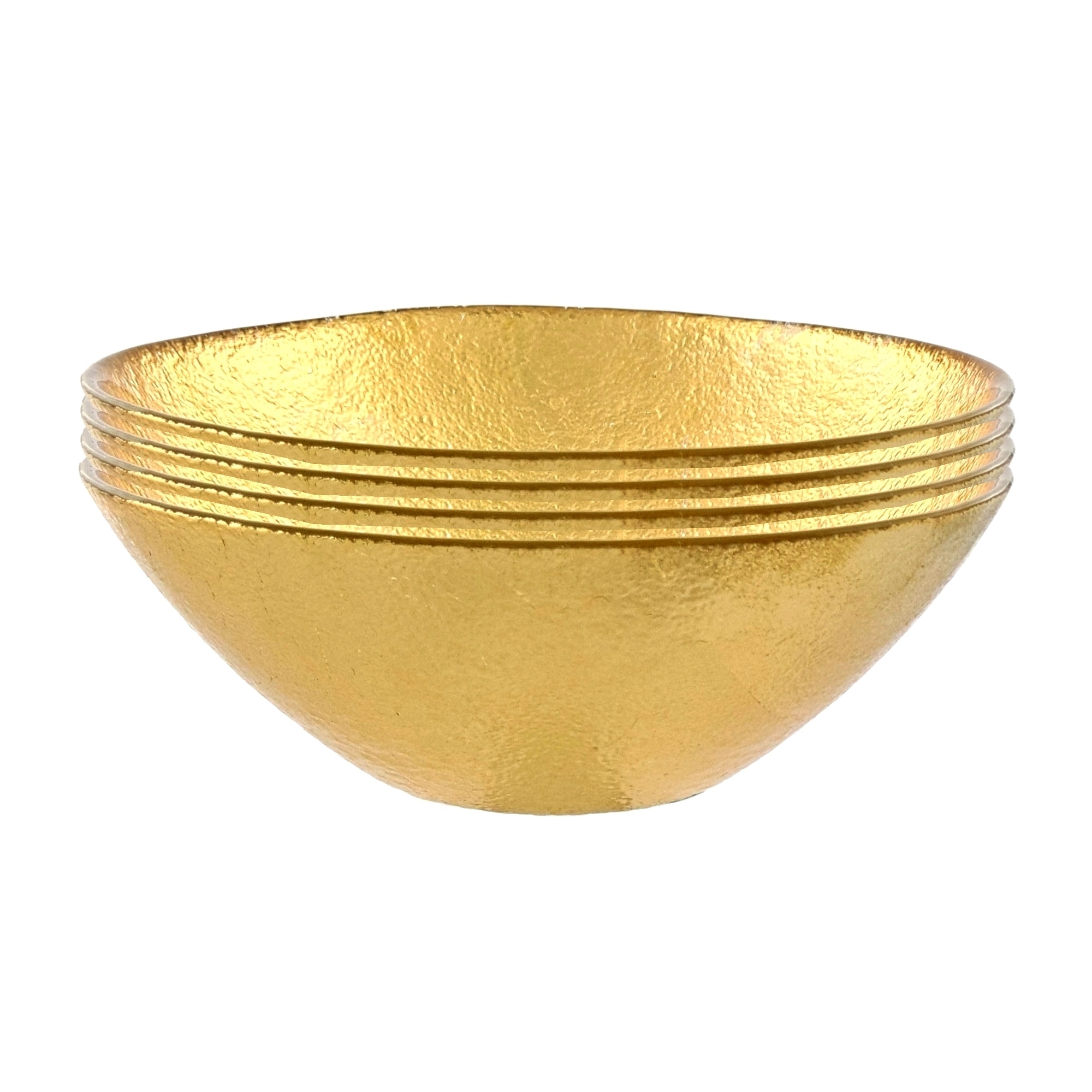 Slickblue Set of 4 Gold/Silver 6-in Gilded Glass Soup Bowl with Metallic Decorative Finish for Soup Sides or Dining