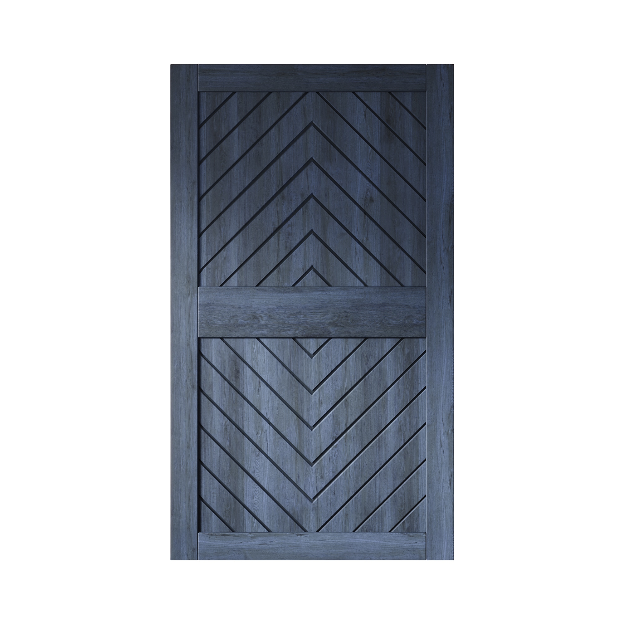 HOMACER JT2-4884-NA 48-in x 84-in Navy Herringbone Pine Wood Solid core Single Barn Door (Hardware Not Included)
