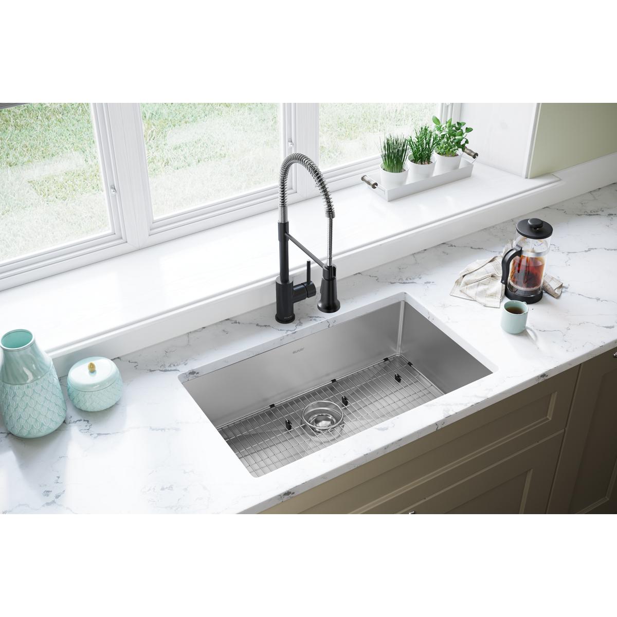 Elkay EFRU2816TC Crosstown Undermount 30.5-in x 18.5-in Stainless steel Single bowl 16 -Gauge Kitchen Sink