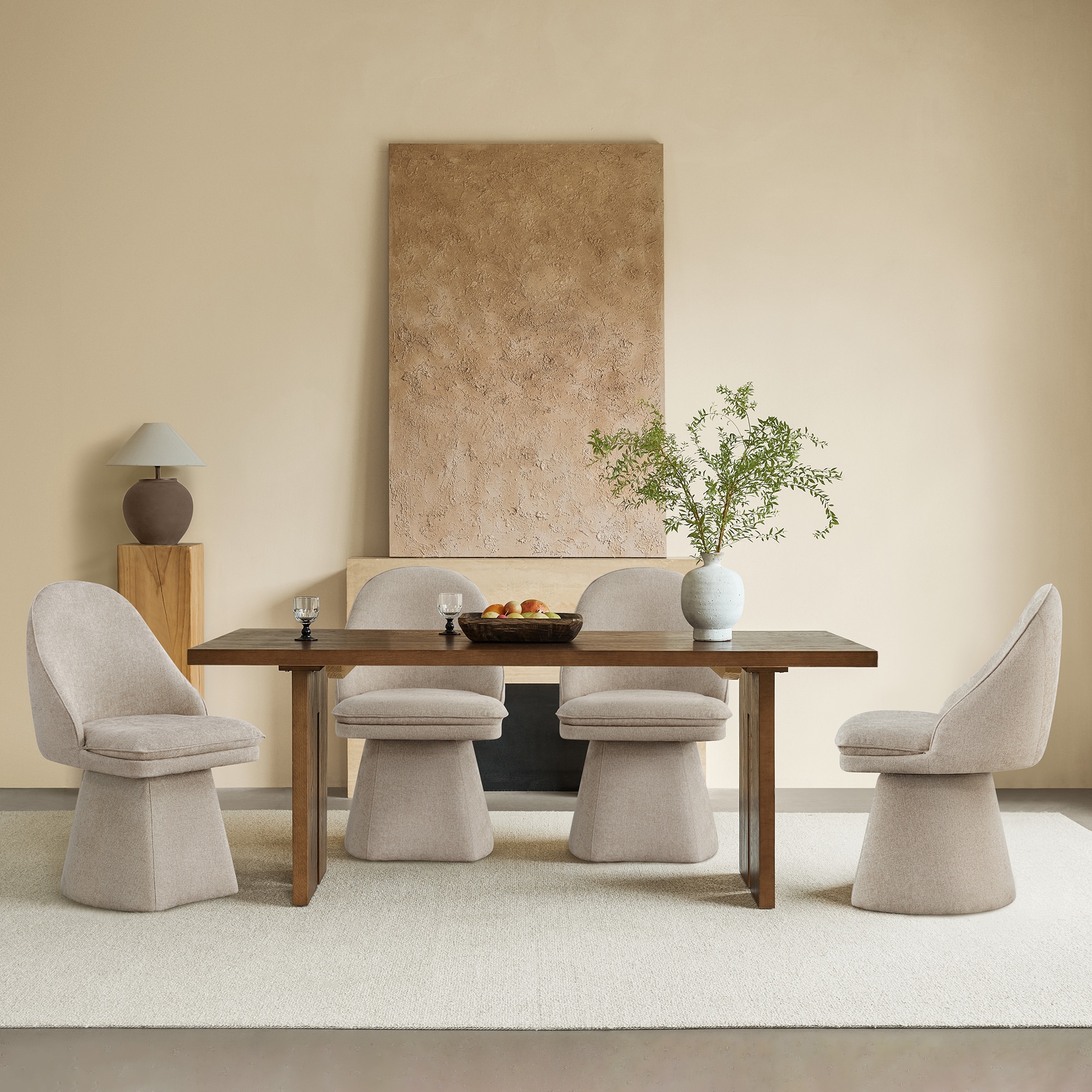 Circle 55 - Set of 4 Low back Contemporary/Modern Polyester Upholstered Swivel Dining side chair ...