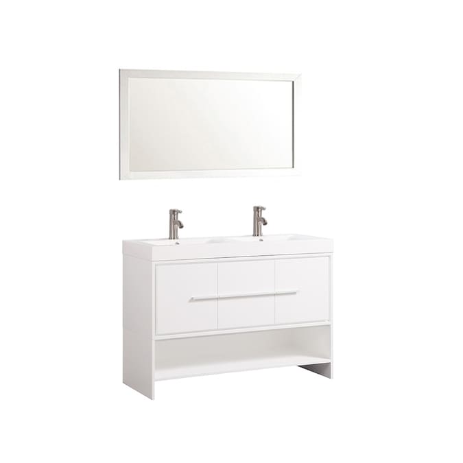 White Double Sink Bathroom Vanity With, 47 Inch Wide Bathroom Vanity Top
