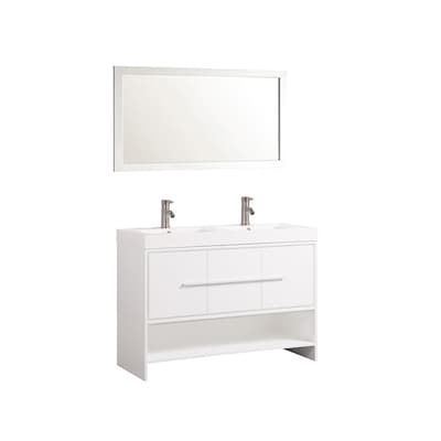White Double Sink Bathroom Vanity With, 47 Inch Bathroom Vanity