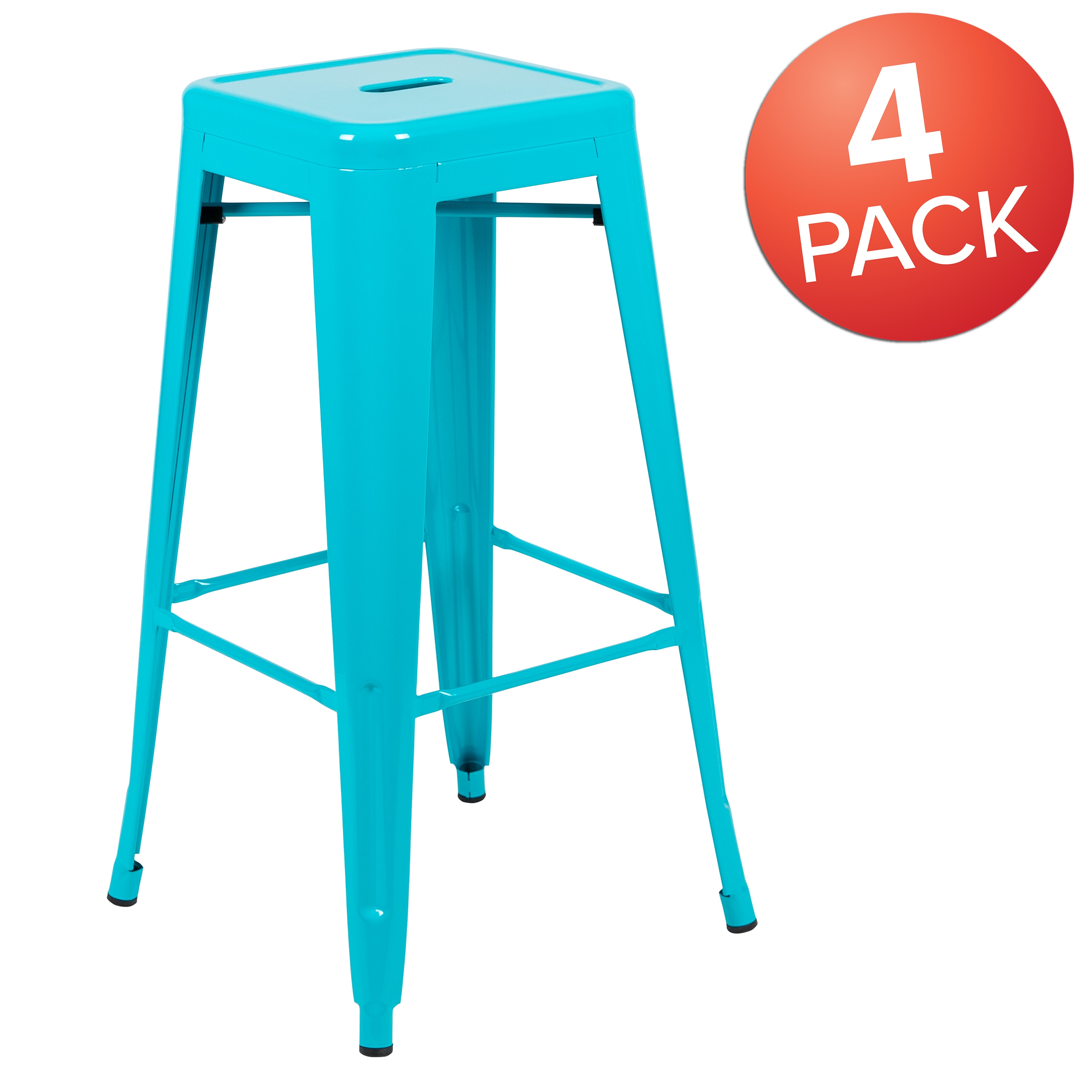 Teal 46'' Industrial Metal Backless Barstool - Set of 4