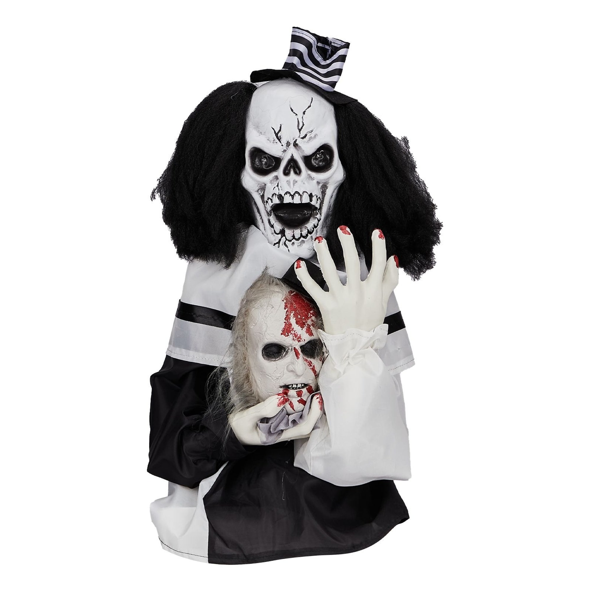Wudkey 1.8ft Sound Activated Scary Clown Halloween Decoration with Light Up Eyes Creepy Motion for Indoor Outdoor Party Decor