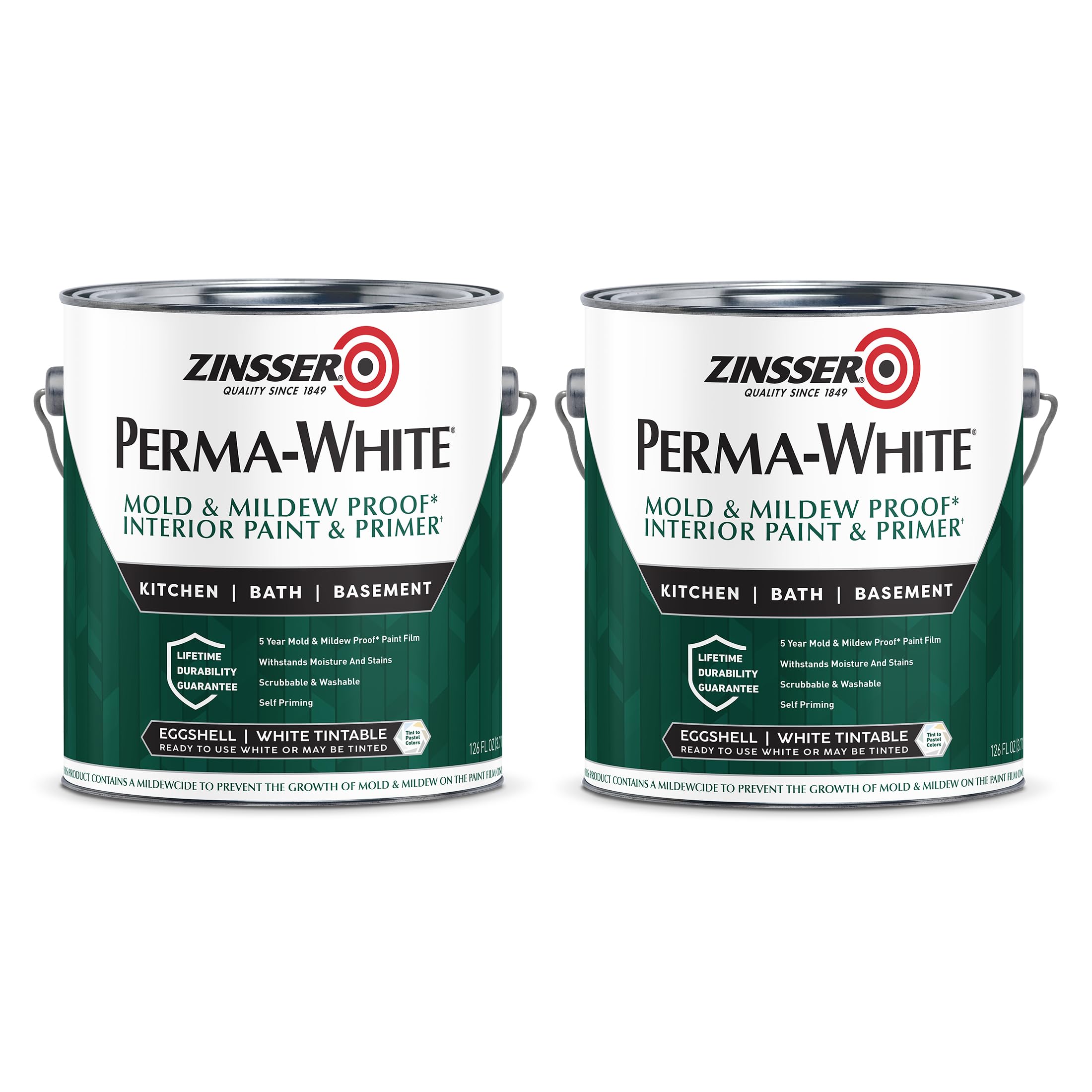Zinsser 2771-2PK Perma-White Proof Interior Paint Gallon Eggshell White 2 Pack #2771-8A1B