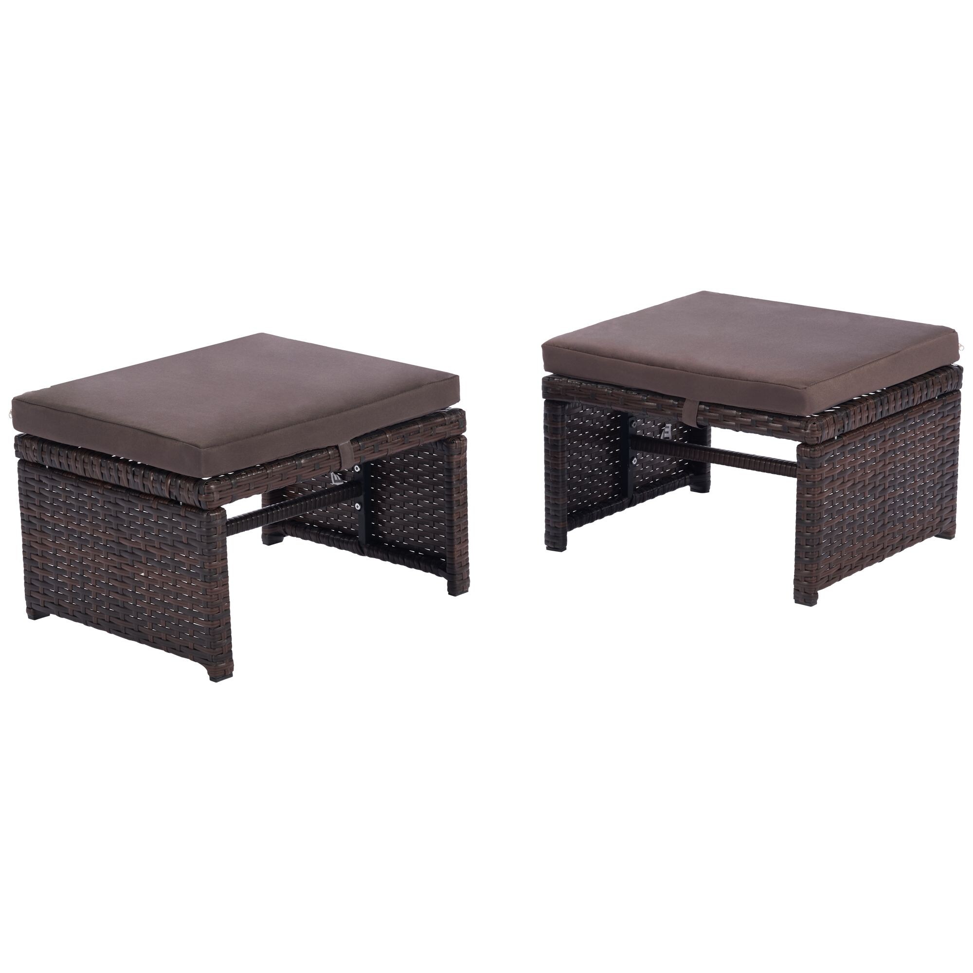 SANSTAR Foot stool Brown Wicker Foot Stool in the Outdoor Ottomans ...