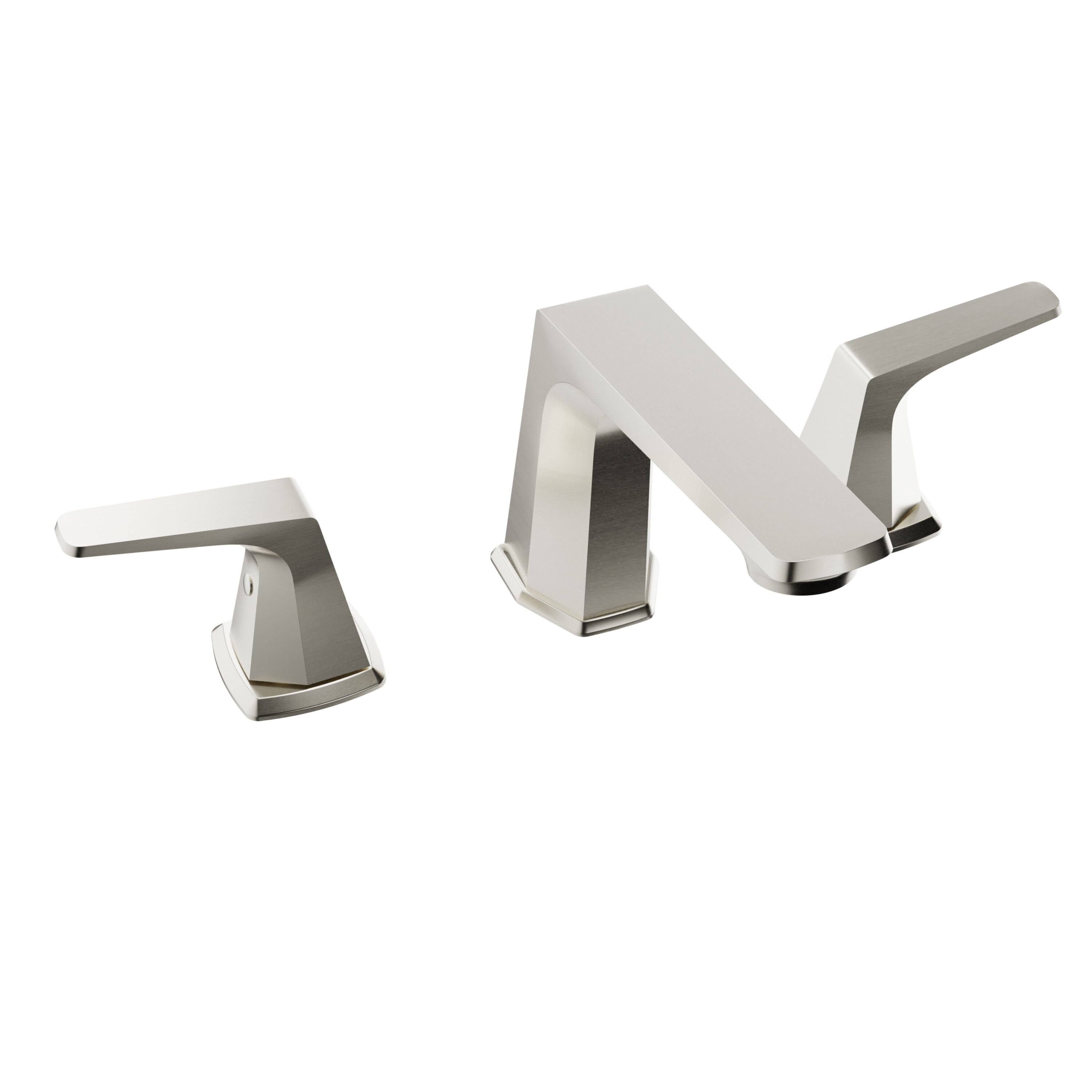 ANZZI L-AZ905BN Brushed Nickel Widespread 2-handle WaterSense Low-arc Residential Handle Bathroom Sink Faucet with Drain