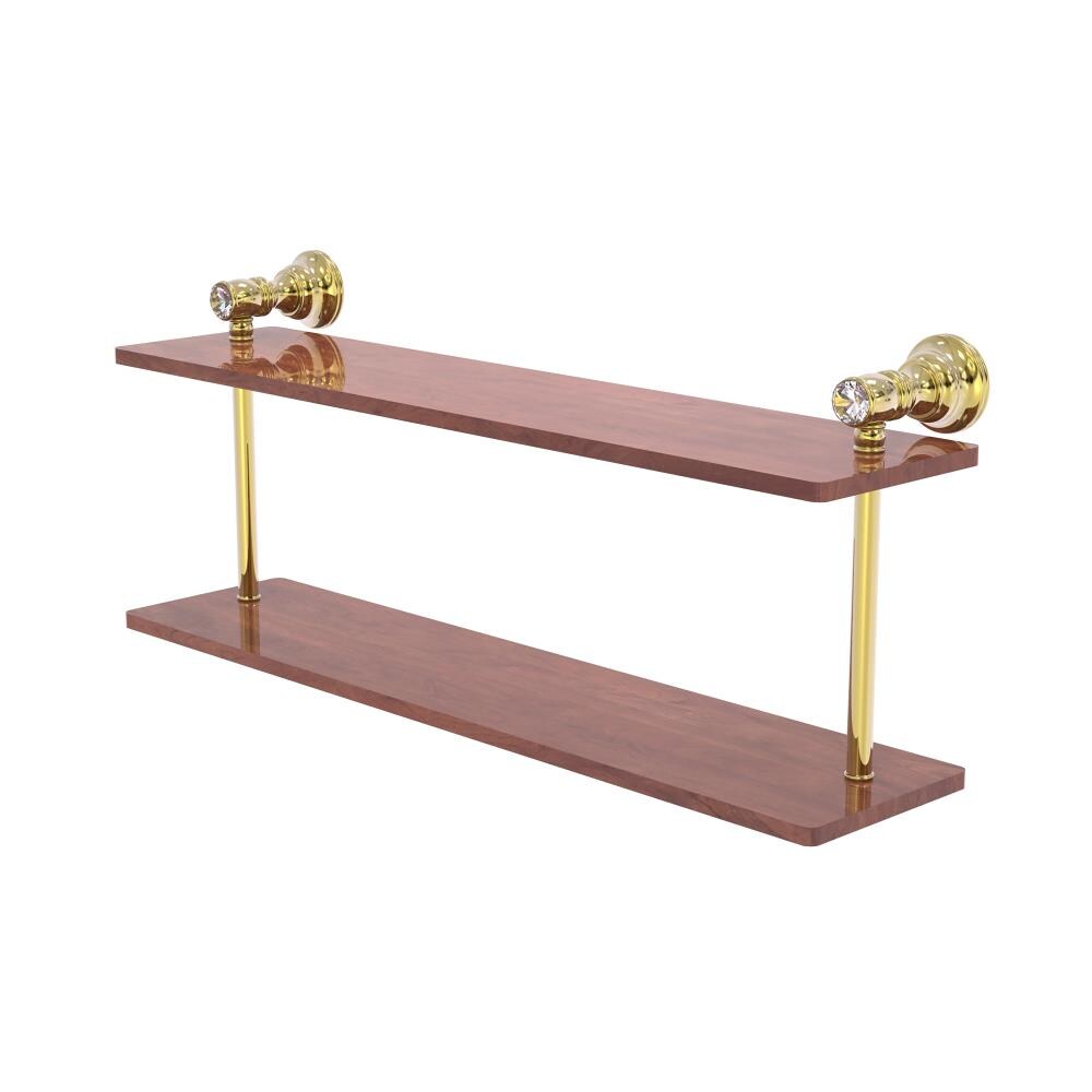 Allied Brass CC-2-22-IRW-UNL Carolina Crystal Unlacquered Brass 2 -Tier Wall mount Bathroom Shelf ( 22-in x 9.2-in x 5-in )