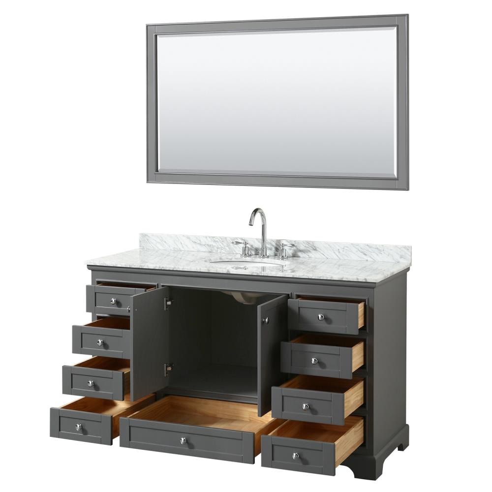 and No Mirror Wyndham Collection Daria 60 inch Single Bathroom Vanity in Dark Gray No Countertop No Sink