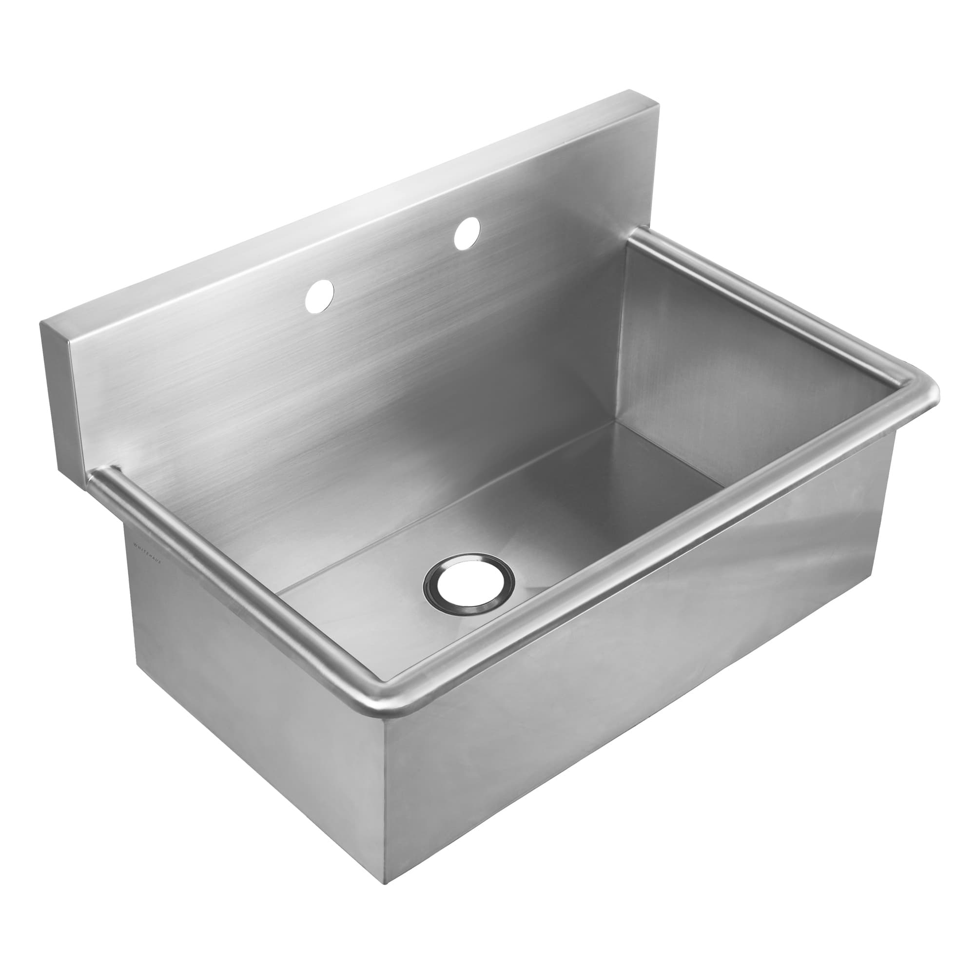 Whitehaus Collection Noah's Collection Brushed Stainless Steel Commercial Drop-in or Wall Mount Utility Sink