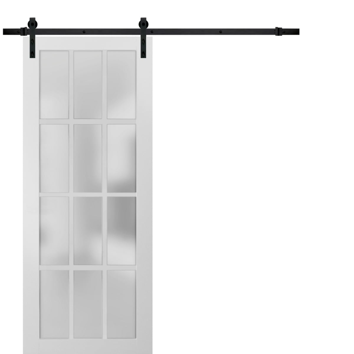 SARTODOORS Sturdy Barn Door 12 Lites Heavy Hardware Set Solid Panel Interior Doors with Rail Hangers